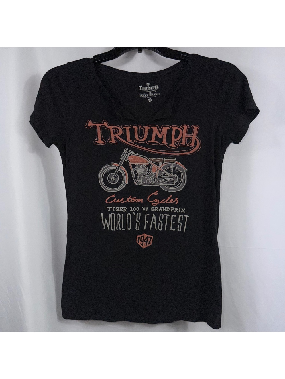 Lucky Brand Triumph Women’s M Motorcycle Graphic Tee